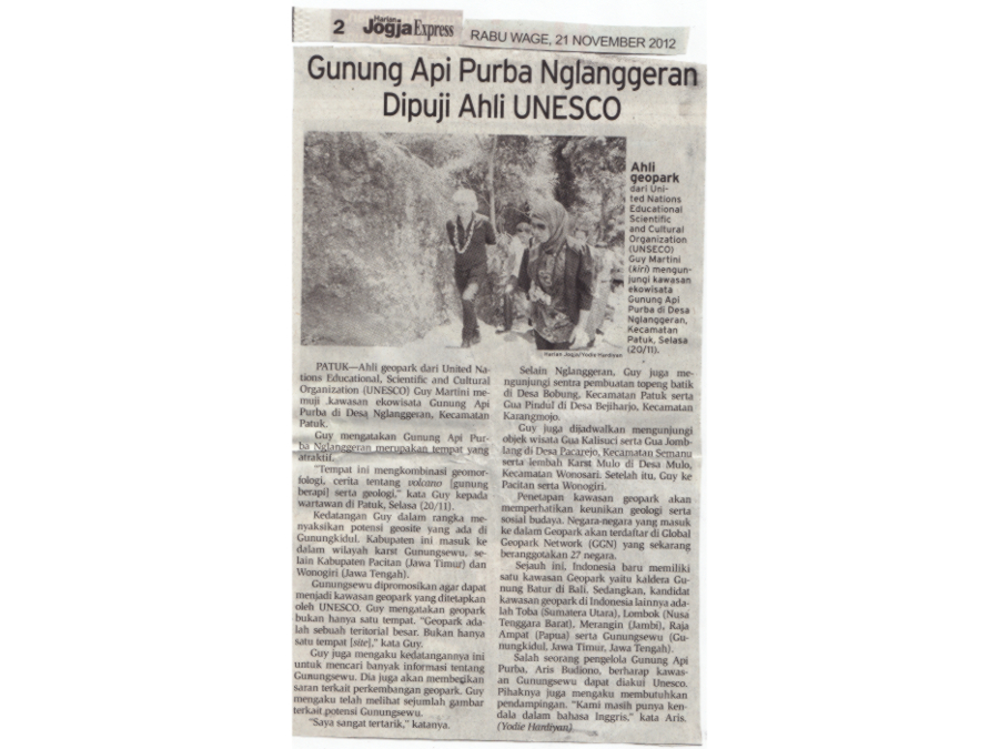 Gunung Api Purba Nglanggeran Dipuji Ahli UNESCO 21 November 2012